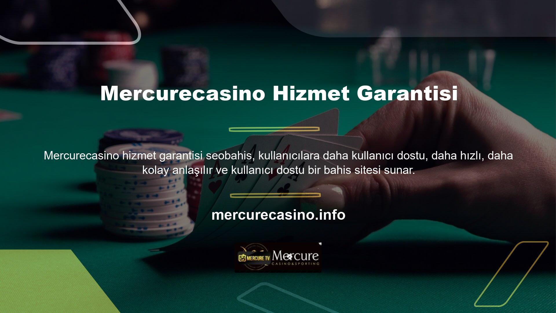 Bununla birlikte, Mercurecasino hizmetlerinin kişisel bilgilerinin ve web sitesi üyelerinin gizliliğini ve korunmasını garanti eden çok önemli casino sitelerinden biri için güvenlik sağlar